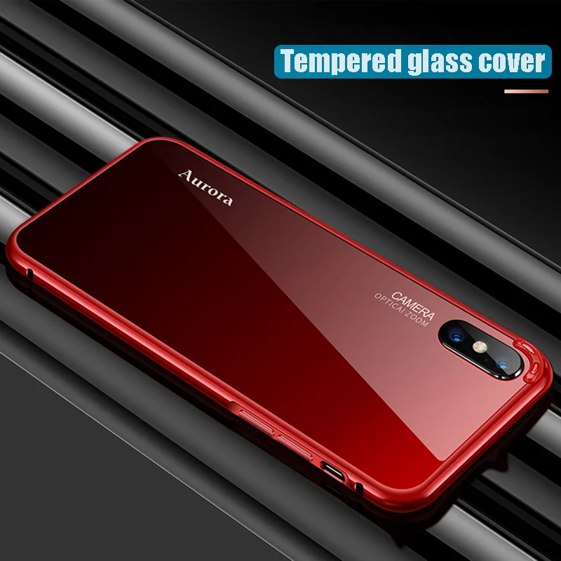 2 в 1 алюминиевое закаленное стекло чехол для iPhone 7 8 Plus XS Max Роскошный