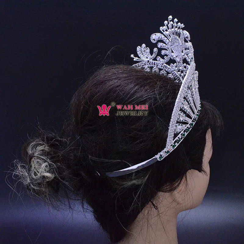 Miss beauty Pageant Crown, Высококачественная тиара, зеленые австралийские стразы, ручная работа, регулируемая повязка на голову Mo250