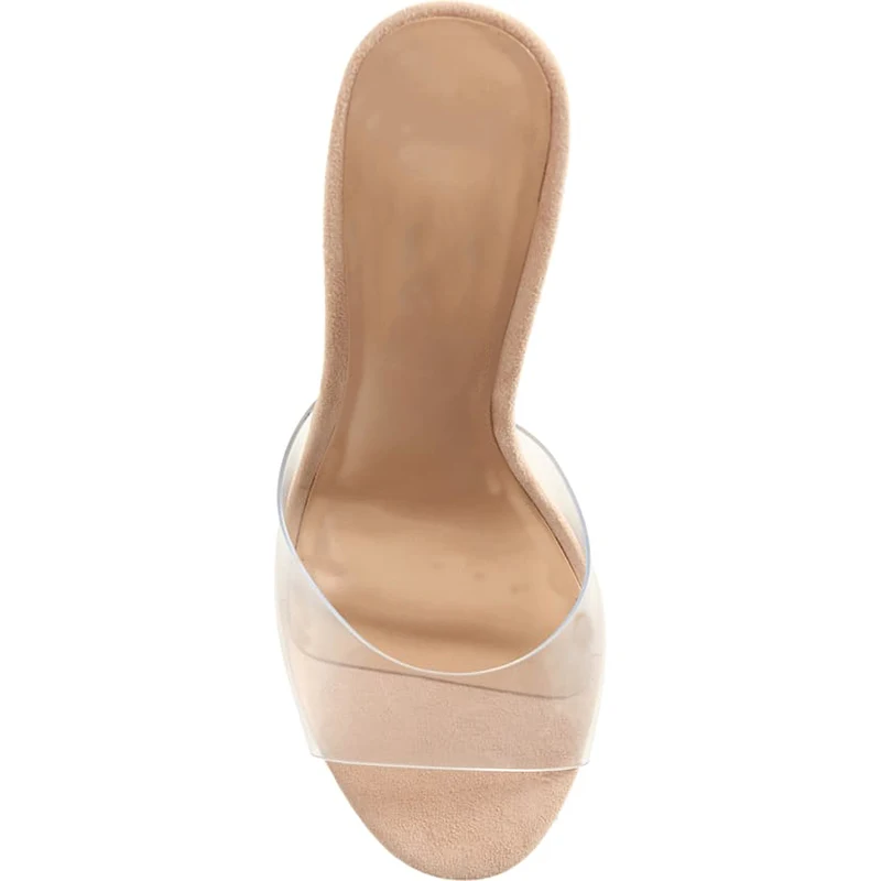 Летние сандалии на шпильках из пвх Женские шлепанцы без шнуровки высоком тонком