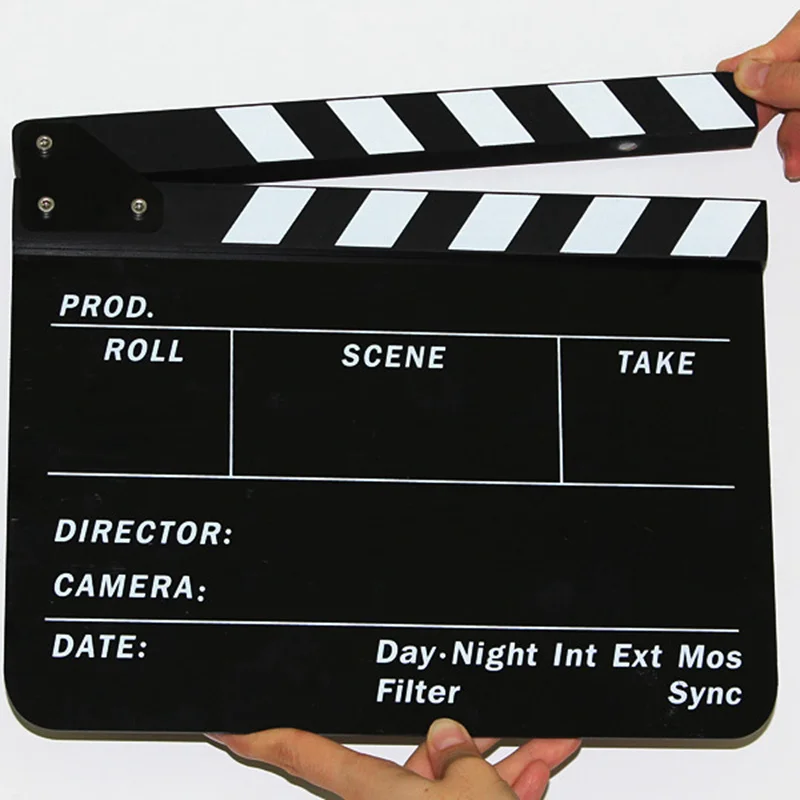 MINIFOCUS Acrylic Clapboard Dry Erase Director Film Movie Clapper Board Slate 9.6 * 11.7" with White/Black Sticks images - 6