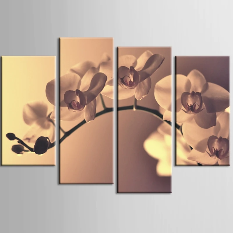 

Wholesale Top Wall Deocr Canvas Painting 4 Pcs Modern flowers Printed Oil Pictures Beauty In Home Living Room No Frame or framed