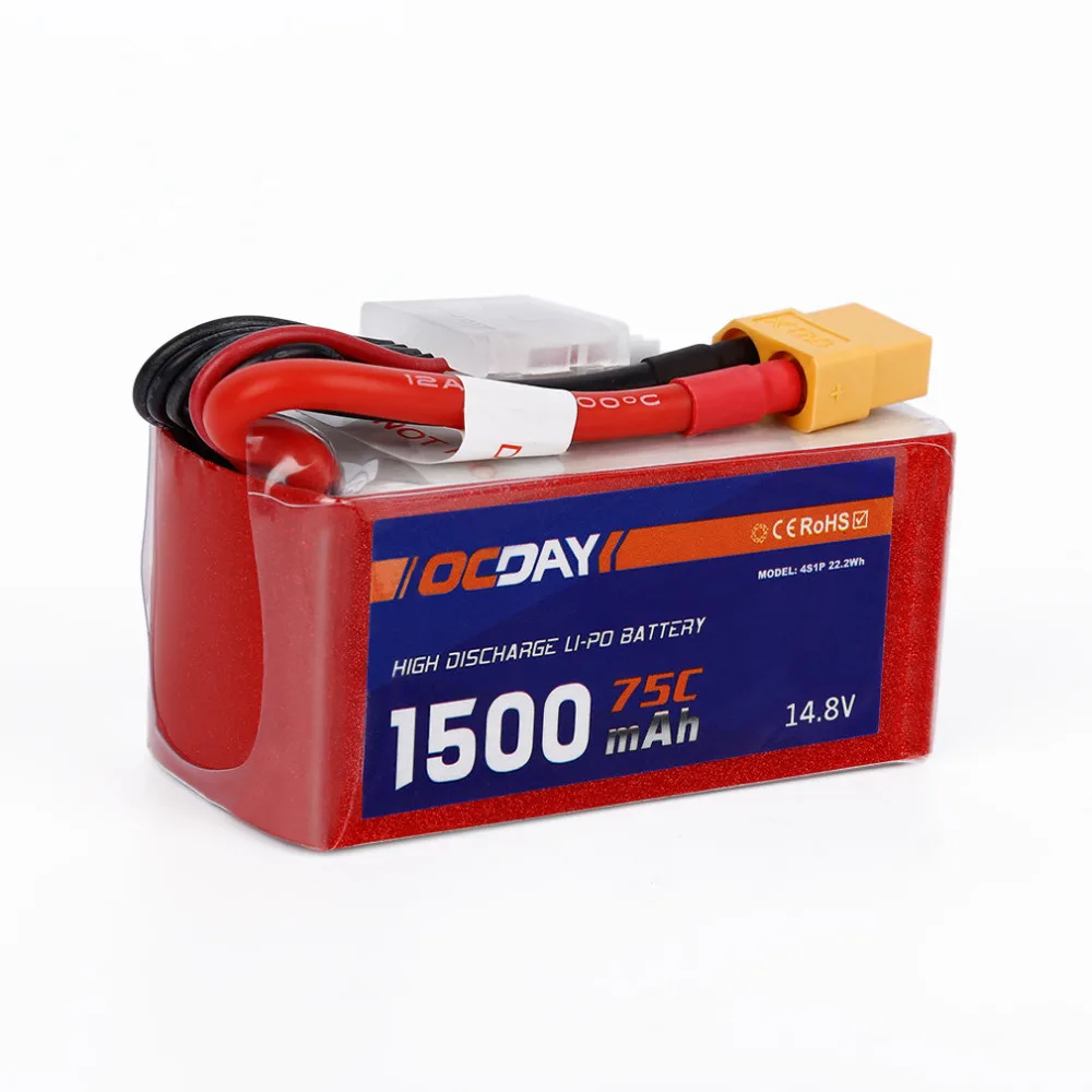 1pcs OCDAY 11.1V 14.8V 1300mAh 1500mah 1800mah 75C Lipo Battery XT60 Plug for 150-280 Raing Quacopter | Игрушки и хобби