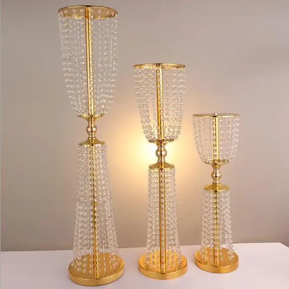 

gold acrylic crystal metal wedding centerpiece/flower wedding stand