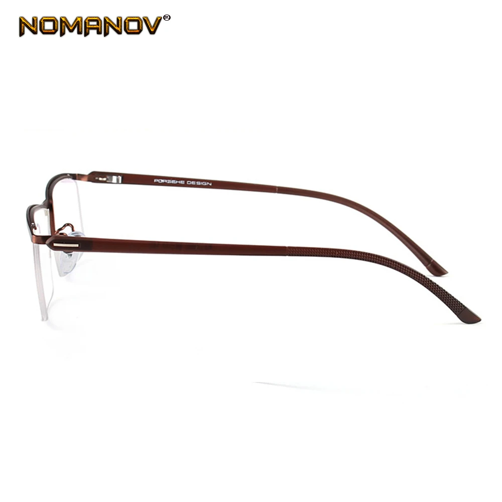 

Business Eyebrow Semi Rimless Titanium Alloy Frame Custom Made Prescription Glasses Photochromic Grey/ Brown Myopia Near-sighted