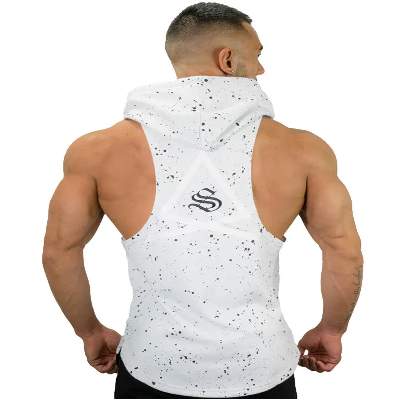 White Shirt Gyms Bodybuilding Tank Top Men Hoodies Sleeveless Mens Fitness Sportswear Cotton Jogging Workout Male Undershirt | Мужская