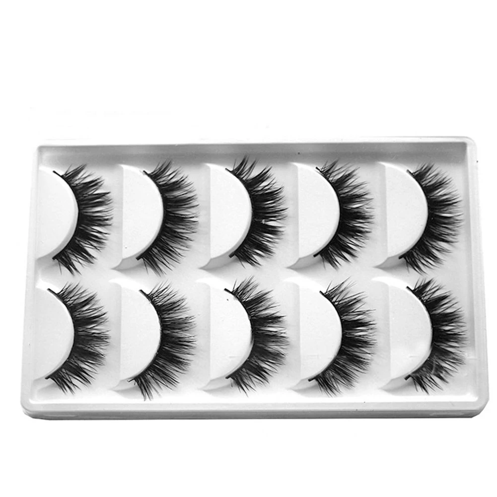 5 Pairs Long Natural Thick Black Crossing False Eyelashes Base Makeup Eye Lashes | Красота и здоровье