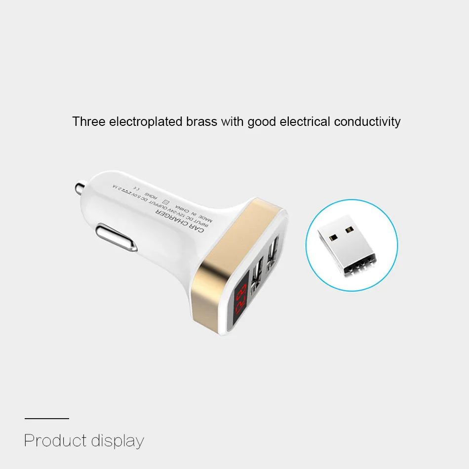 KEXU 5V 3.1A Car Charger With LED Display Universal Dual Usb Phone Car-Charger for Xiaomi Samsung S8 iPhone X 8 Plus Tablet etc | Мобильные