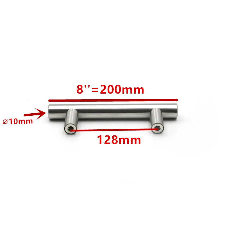 8 inch 128mm 50 мм-500 мм дверца кухонного шкафа из нержавеющей стали Т-образная ручка для шкафа Мебельная ручка для шкафа Ручка для ящика шкафа - Цвет: 8 inch 128mm