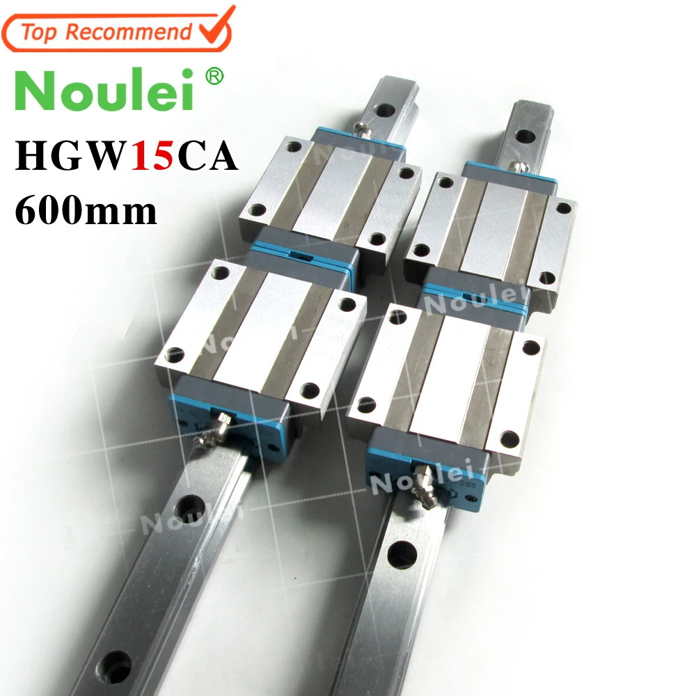 Noulei 4 шт. направляющие блоки с 2 600 мм HGR15 линейная направляющая HGW15CA CNC части hgw15 |