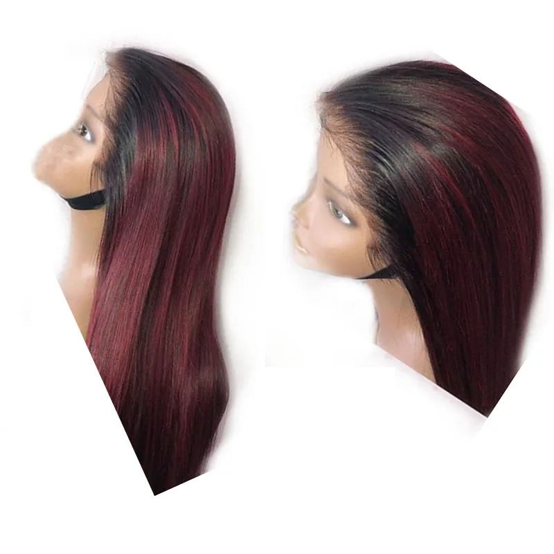 1B/Red Ombre 99J 13х6 кружевные фронтальные человеческие волосы парики с детскими