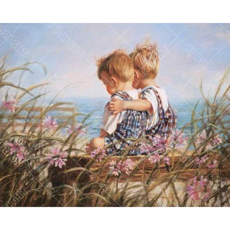 Scenic Diamond Mosaic Embroidery Hobbies and Craft Wall Decor DIY Painting Seaside Children Patterns Rhinestone Child YD | Дом и сад