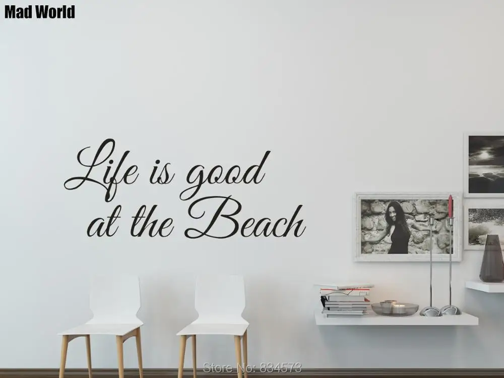 

Mad World-Life is good at the beach Wall Art Stickers Wall Decals Home DIY Decoration Removable Room Decor Wall Stickers