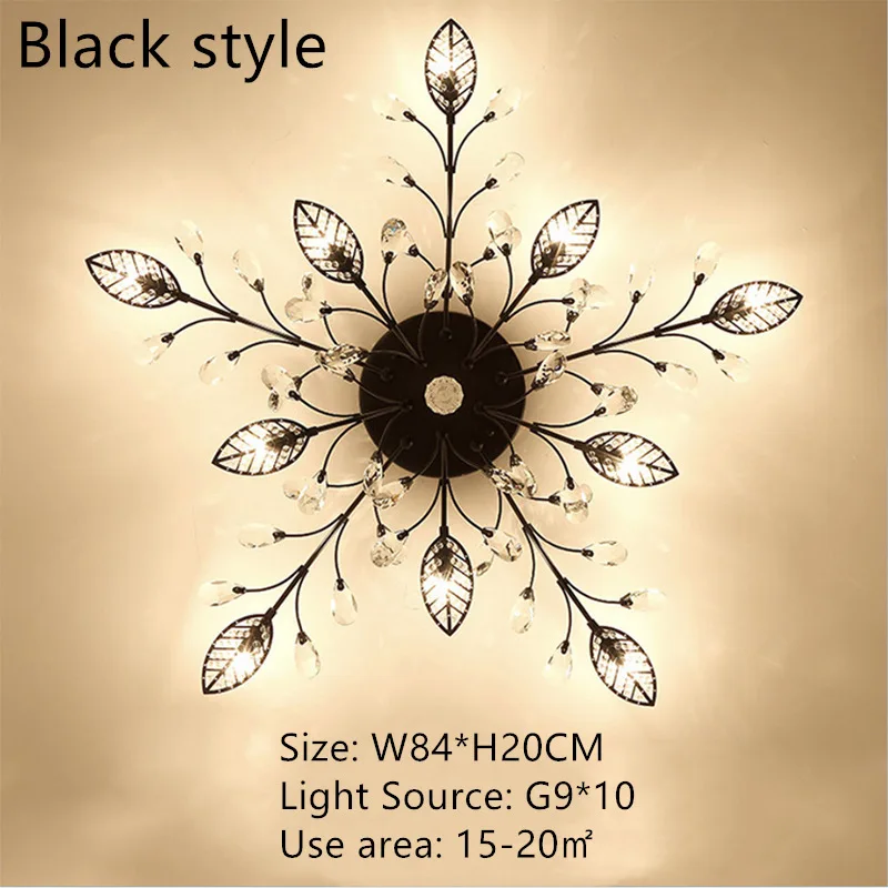 Black 10 lights Современная кристальная лампа для потолка золотой черный светодиодный кристалл Потолочная люстра светильник для гостиной спальни Кухонные светильники - Цвет корпуса: Black 10 lights
