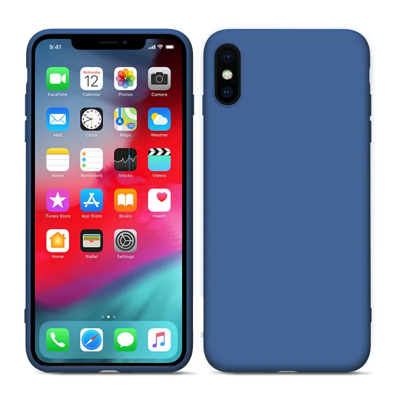 Официальный мягкий чехол для iPhone 7, 8 Plus, чехол для Apple iPhone X, XS Max, XR, 6, 6 S, 11Pro, чехол - Цвет: Navy Blue