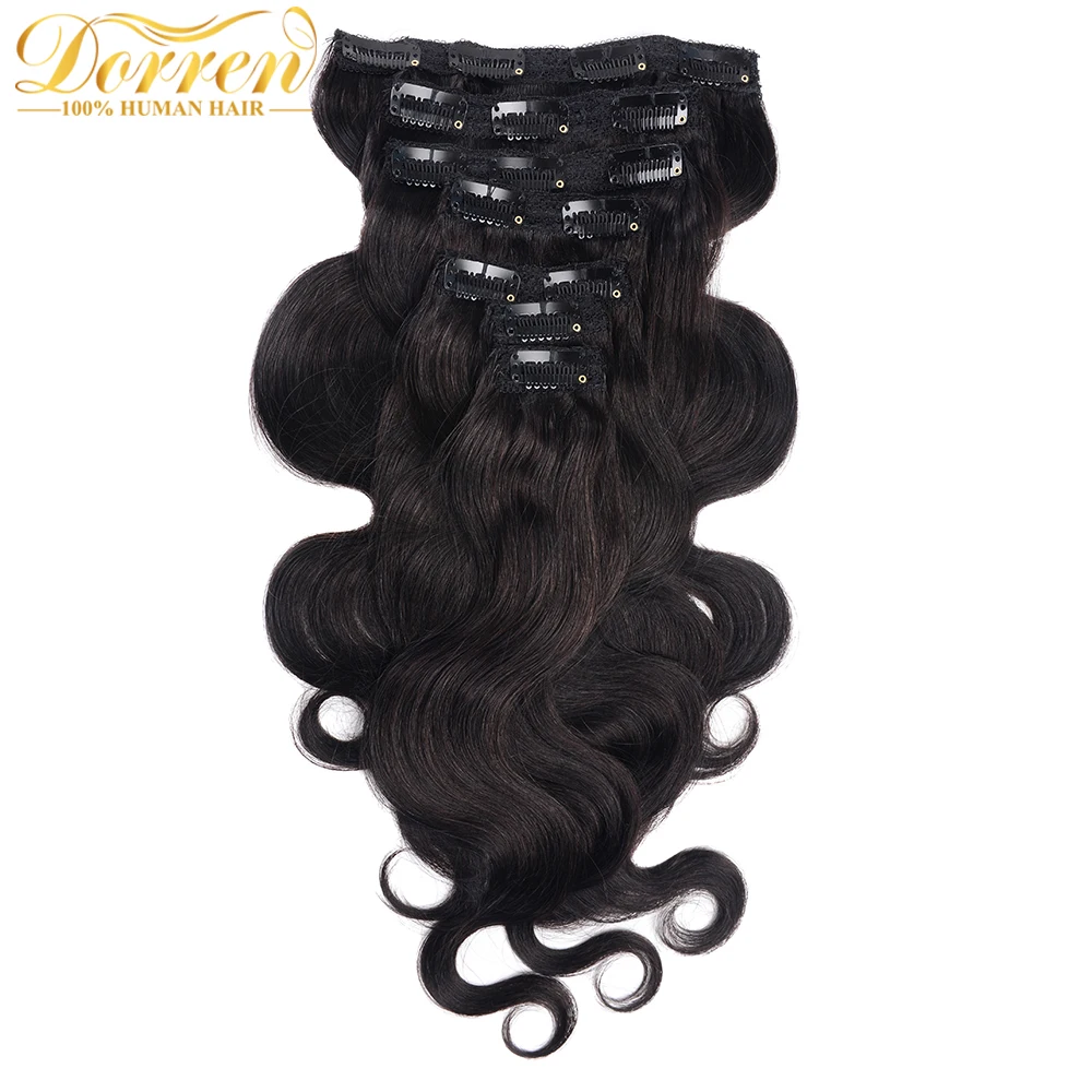 Doreen 90 г до 120 г волнистые бразильские волосы remy#1# 1B#2#4#8 на заколках для наращивания волос 16-22 человеческих волос на зажимах