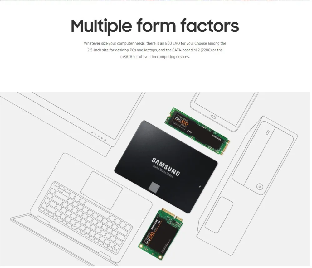 Samsung Ssd Hdd 500gb 860 Evo Внутренний твердотельный диск Жесткий диск Sataiii Hdd для ноутбуков настольных ПК