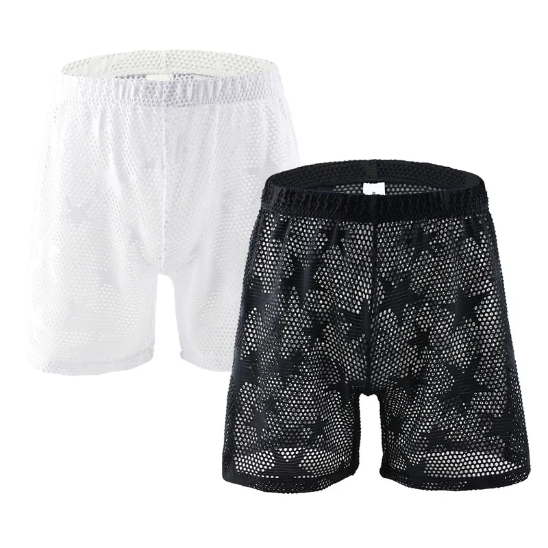 Transparent Mesh Boxers Men Underwear Male Gay Sissy Panties Boxer Shorts Breathable Underpants Trunks Lingerie Bulge Pouch | Мужская