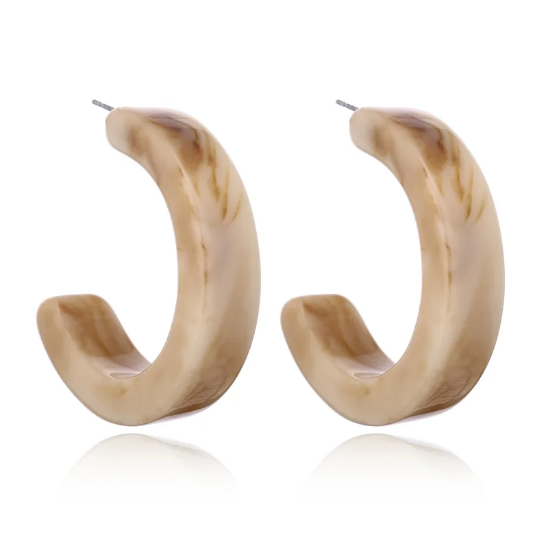 Personalized Korean Fashion Earrings C-shape Creative Design High Quality Acetic Acid Stud For Women Young Girl Earring | Украшения и