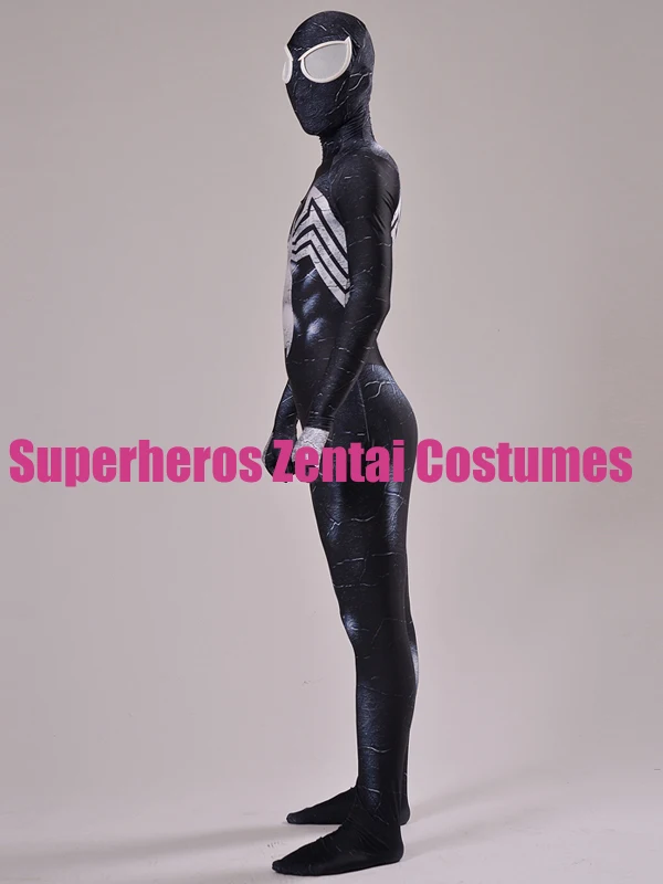 Black Venom Symbiote Spiderman Costume 3D Print Zentai Spidey Suit Halloween Cosplay Full Body for Adults/Kids/Children | Тематическая