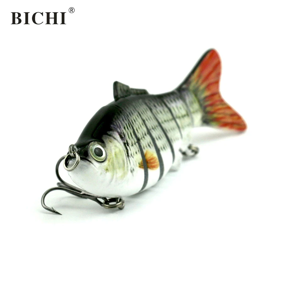 BICHI 10cm Fishing Lures 3D Eyes 6-Segment Lifelike Hard Lure Crankbait With 2 Hook Baits Artificial Bait | Спорт и развлечения