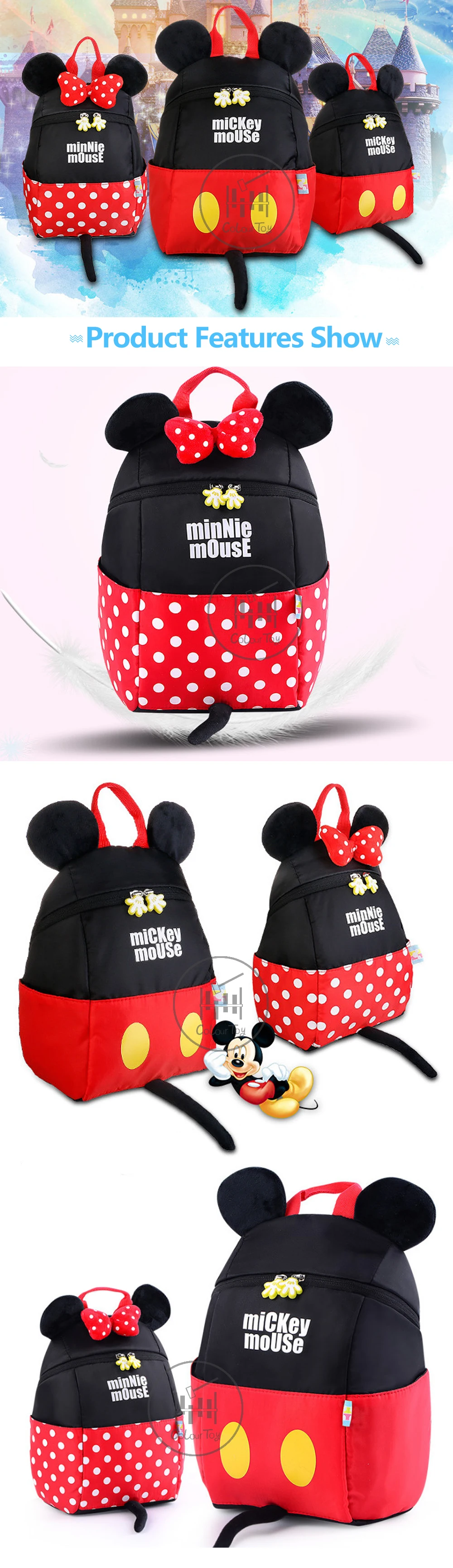 Disney 3D Микки Минни детский мультяшный рюкзак детские школьные сумки милый детский сад для девочек и мальчиков детская Студенческая Книга сумка