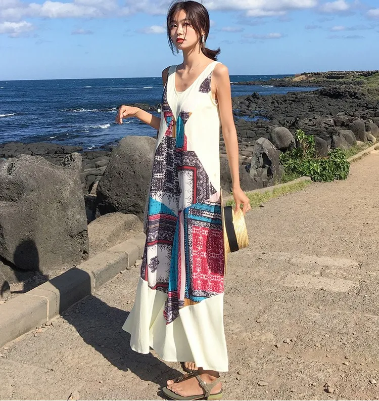 Женские свободные широкие брюки пляжные комбинезоны без рукавов летний