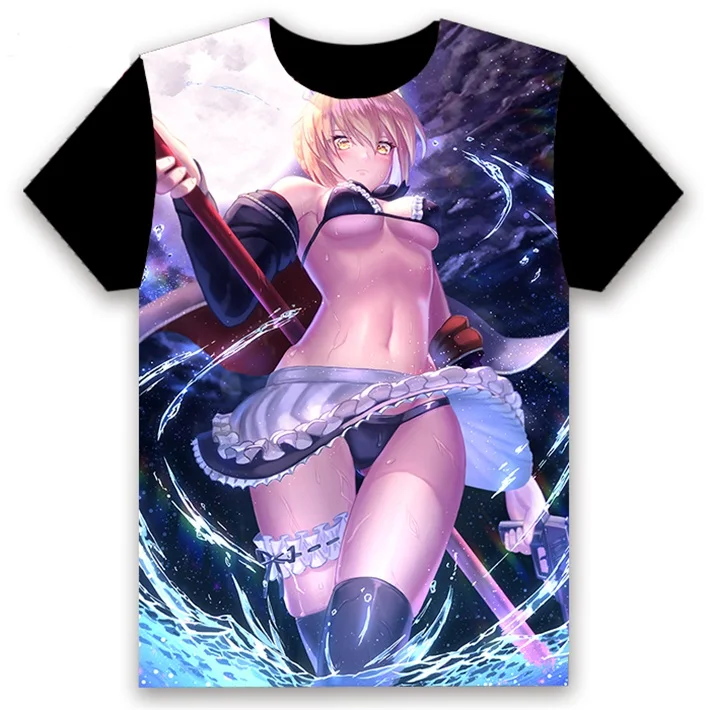 Модная футболка с Аниме игра Fate/stay night FGO Saber Alter Косплей короткий рукав Женская Мужская черная футболка повседневные забавные летние топы - Цвет: 16
