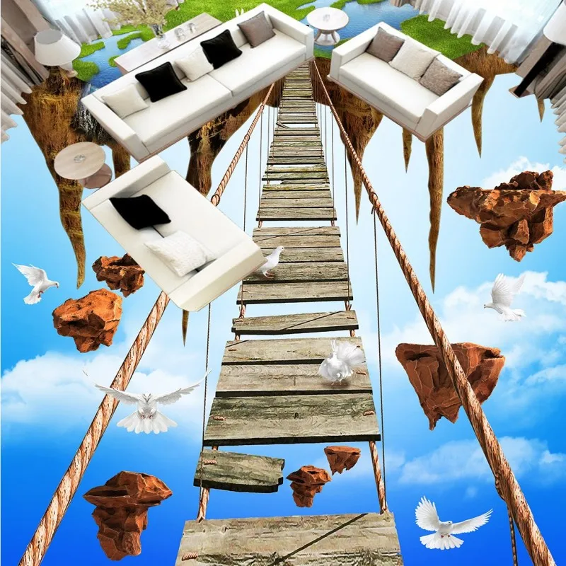 Бесплатная доставка 3D стерео небо пустой остров Приключения веревка мост пол