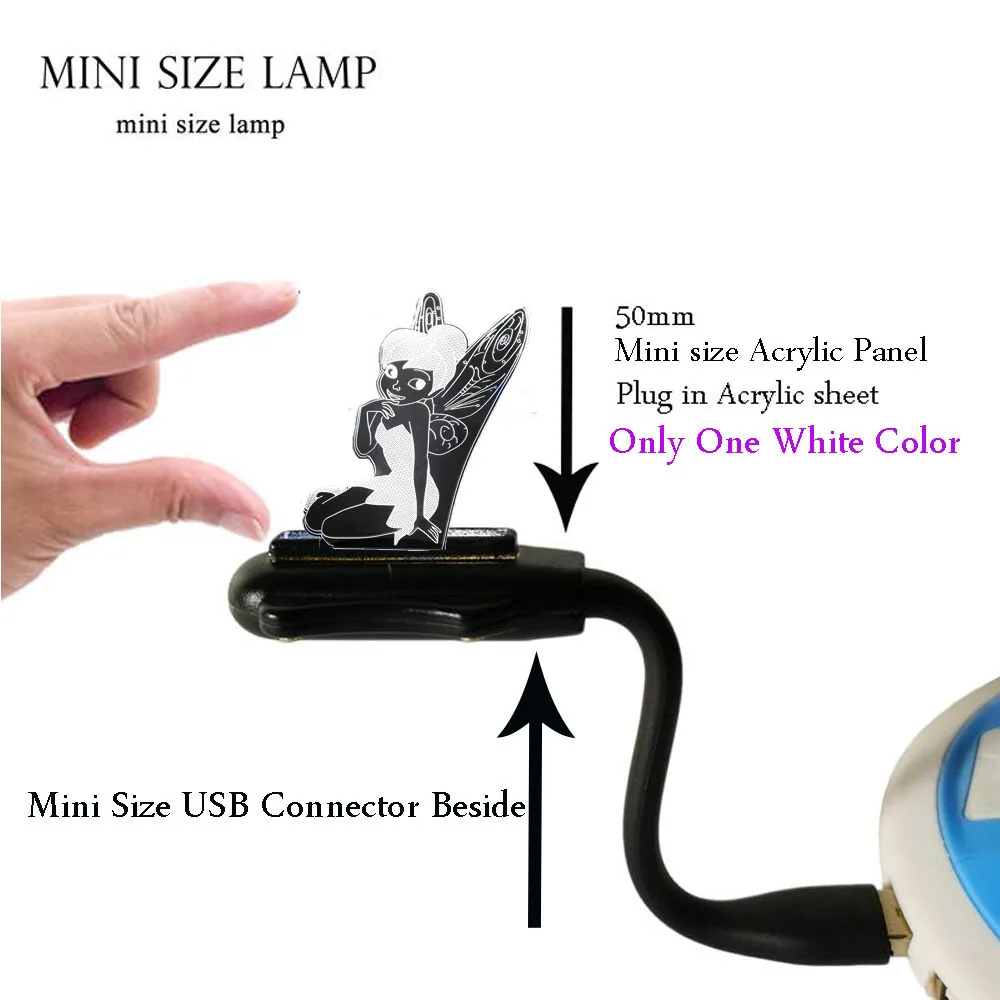 Mini size Lamp Lovel мультяшный 3D светодиодный Ночной светильник с Луной Сказочный Динь-Динь RGB многоцветный декор комнаты Прикроватная Лампа подарок на день детей - Испускаемый цвет: Mini size Lamp