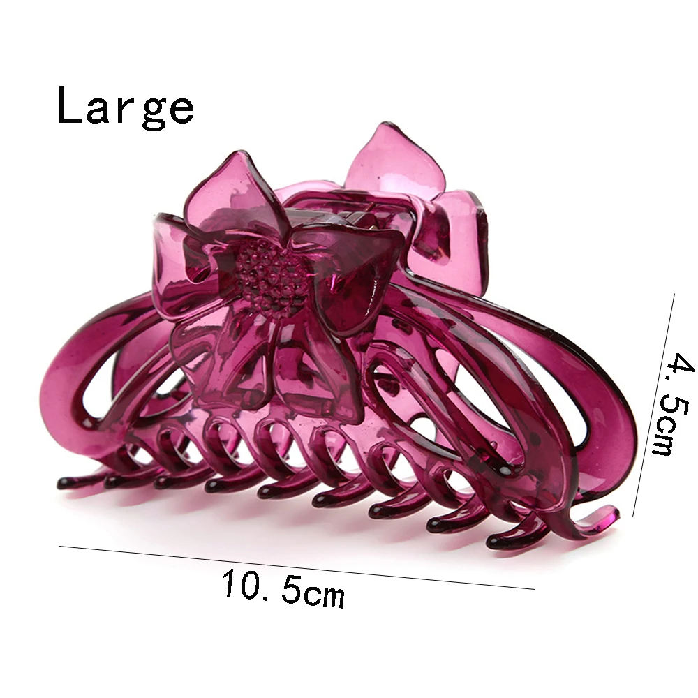 ZXDJHELF Simple Korean Acrylic Flower Hairpin Plastic Solid Color Women Crab Hair Claws Headwear Oranment Accessories F059 |