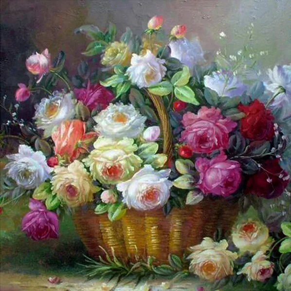 Алмазная 3D картина сделай сам вышивка Цветы Стразы крестиком цветы корзина