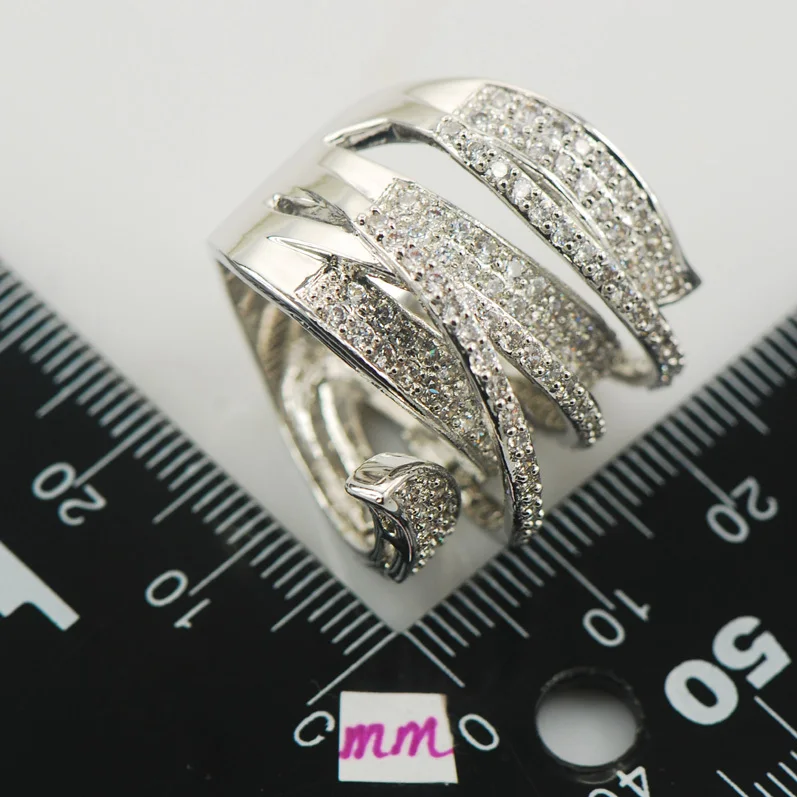 Micropave кольцо с белым кристаллом из искусственного циркония серебряное размер 6 7 8