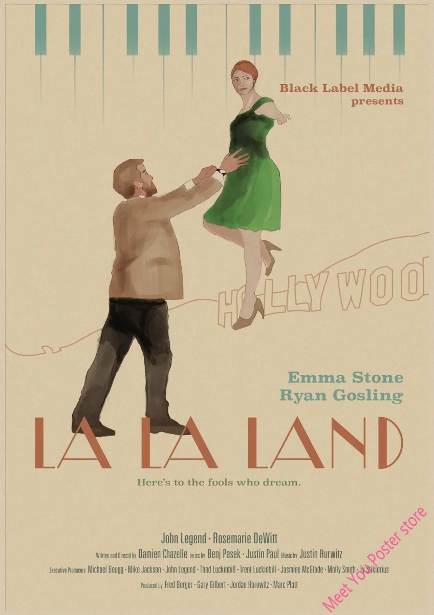 Ретро-плакат LA LAND, кинопостеры, крафт-бумага, принты, наклейки на стену, для бара, кафе, домашнего декора, для домашнего творчества, бренд A2