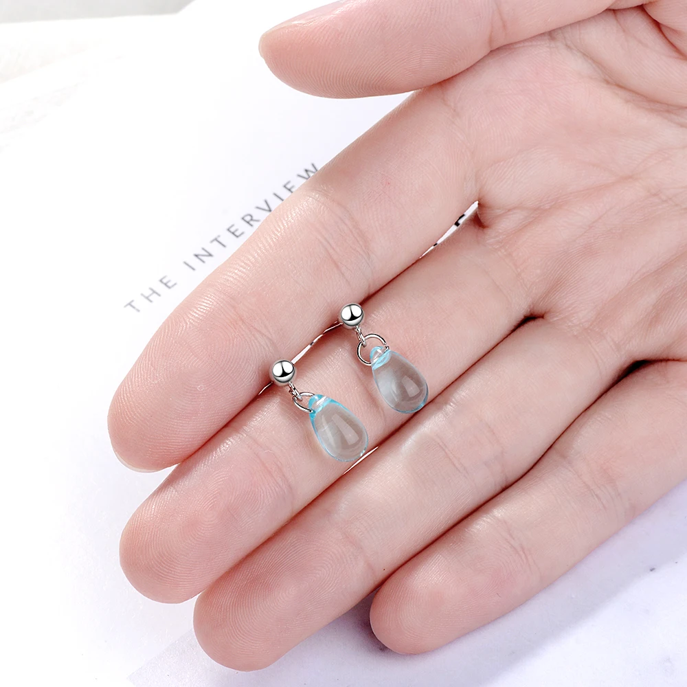 Женские серьги из серебра 925 пробы с синей искусственной кожей | Украшения и