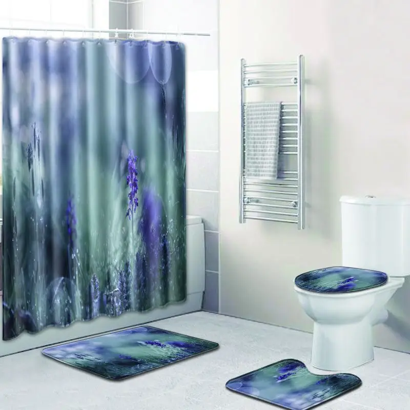 Ковер для ванной комнаты Модный Фиолетовый коврик унитаза аксессуары и душевой
