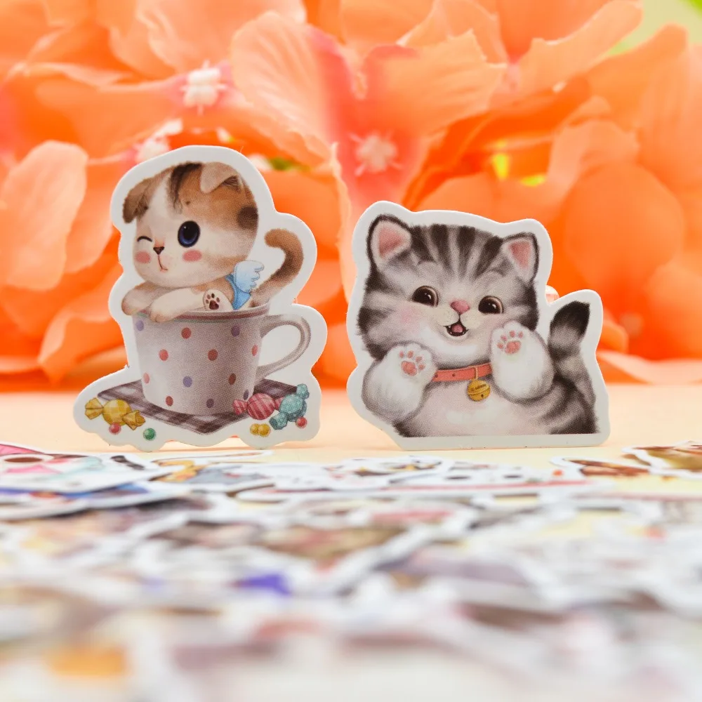 30 шт. Kawaii воды цвет Стиль креативный милый Кот стикер собственн made животных