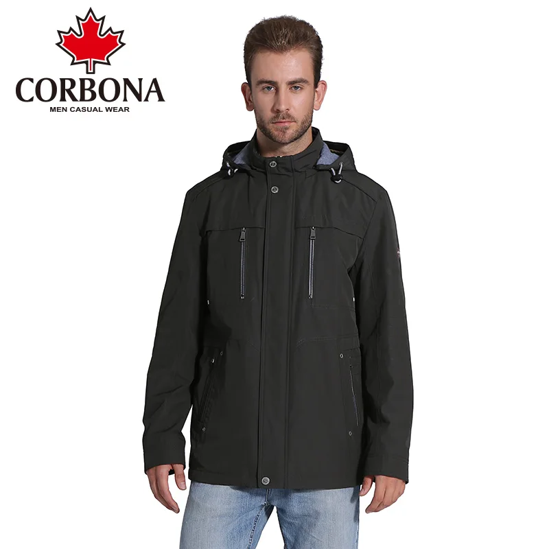 CORBONA Winter Men Jacket Brand Casual Fashion Thin Warm Hooded Coat Mens Jackets And Coats Male Parkas Outwear Clothing | Мужская