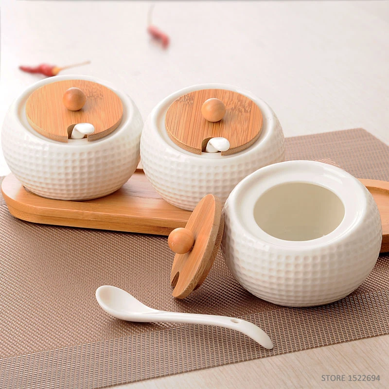 Кухня приправа горшки для специй белый Керамика приправы коробка хранения