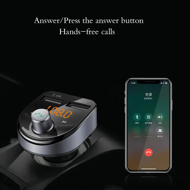 FM передатчик громкой связи bluetooth car kit MP3 плеер светодиодный Dual USB 3.1A автомобиля