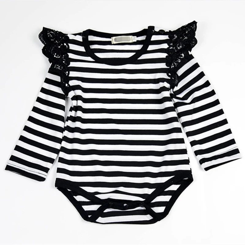 2018 для маленьких девочек новорожденных с длинными рукавами Onesie кружева крылья