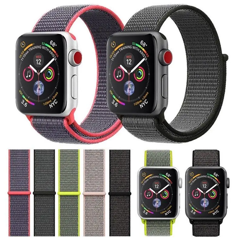 Смарт-часы нейлоновый ремешок для Apple Watch 4/2/1 гибкий мягкий сменный браслета 38 мм 42