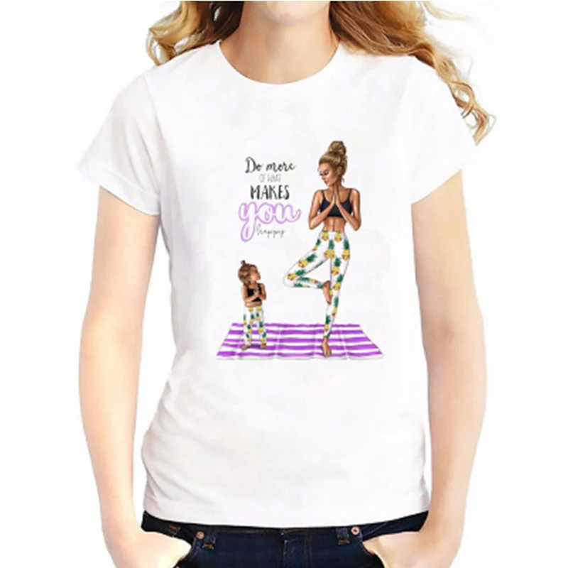Футболка с милым принтом для мамы и ребенка летние женские модные повседневные