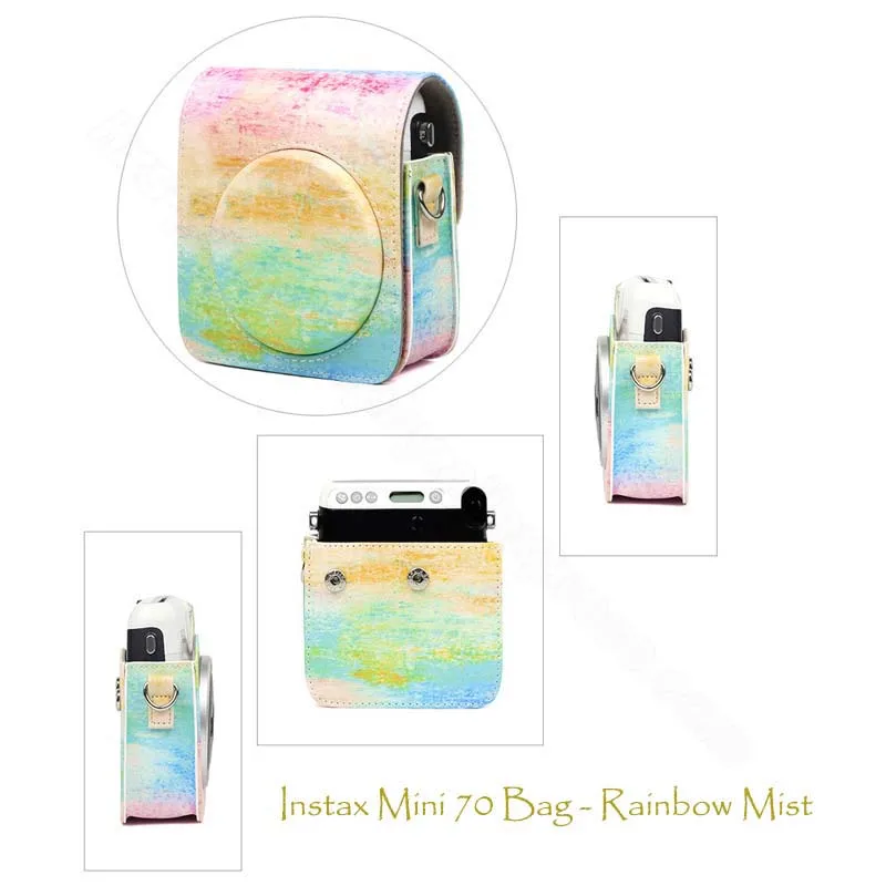Bag - Rainbow Mist Качественный чехол для камеры из искусственной кожи/сумка/чехол и фотоальбом Instax Mini для Fuji Fujifilm Instax Mini 70 - Цвет: Bag - Rainbow Mist