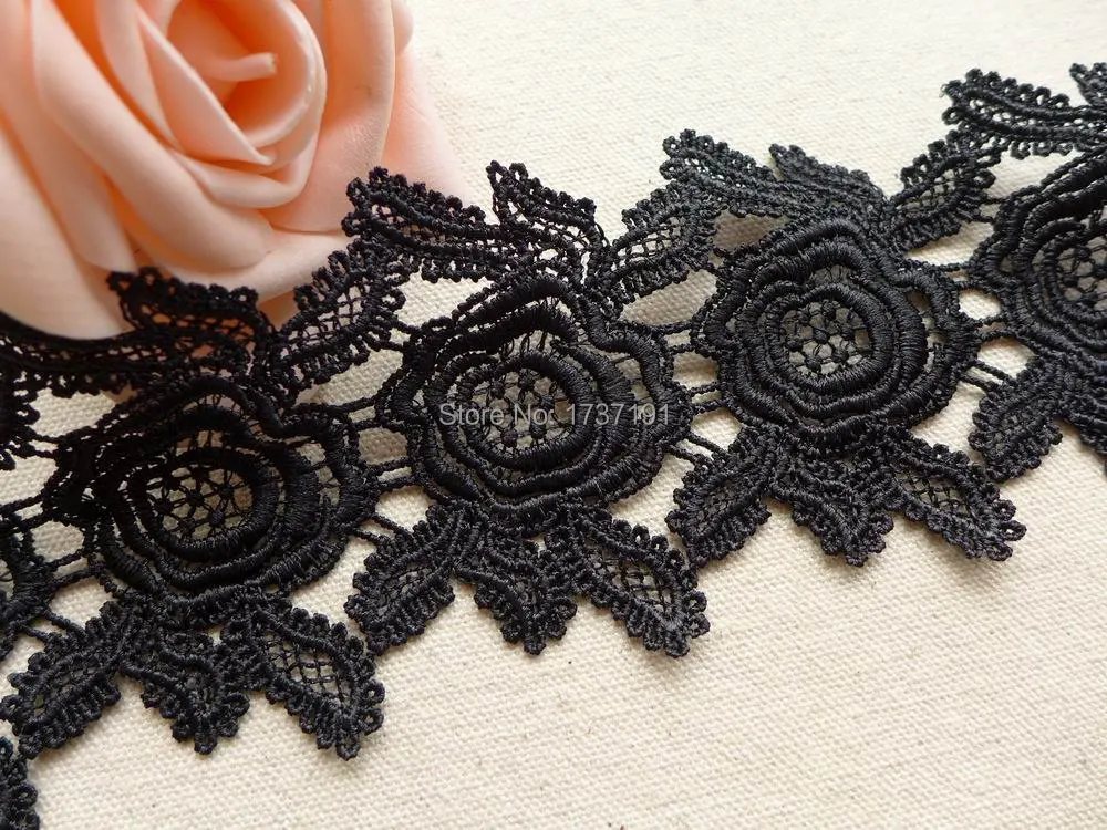 Черный цвет кружево с вышивкой для свадебного платья поясом один ярд | Дом и сад