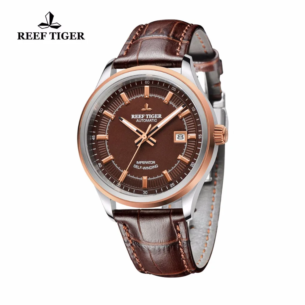 Часы Reef Tiger/RT с горячим дизайном автоматические деловые часы стальной чехол