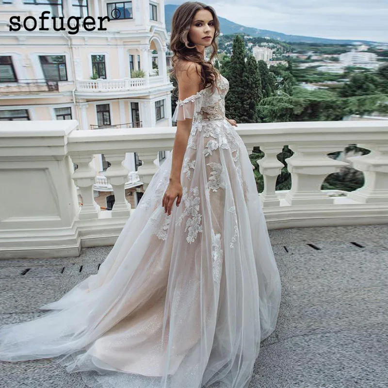 Летнее элегантное Милое Свадебное платье с открытыми плечами Robe De Mariee Sofuge Boho элегантное женское вечернее платье Abiti Da Sposa длинные платья