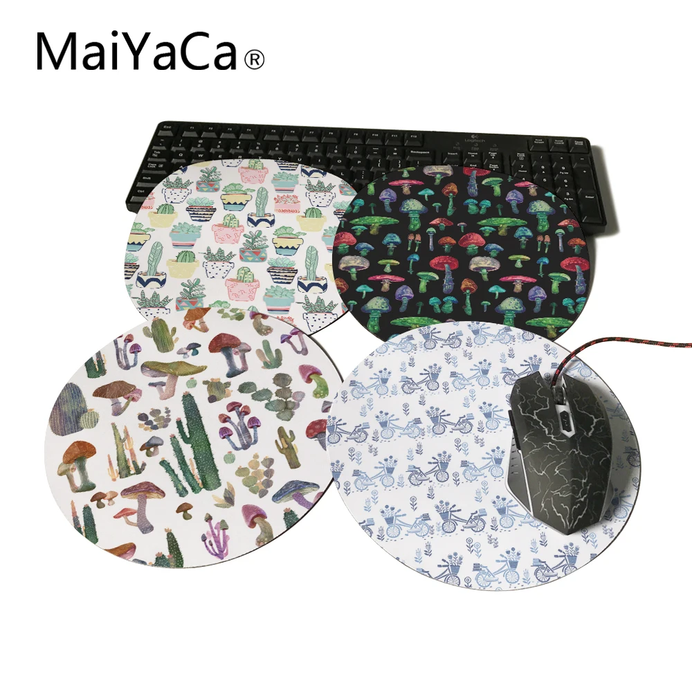 

MaiYaCa круглый коврик для мыши милые кактусы в горшках кактус и грибы настроить свой собственный образ хорошее качество Противоскользящие ко...