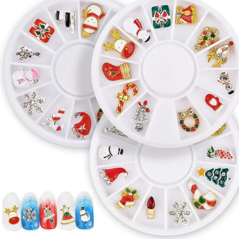 1 колесо Рождественский дизайн ногтей искусственный сплав искусство наклейки