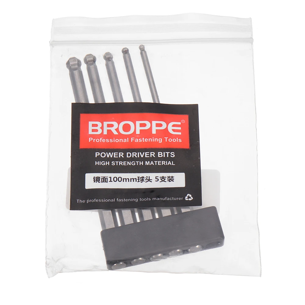 Broppe 5 шт набор шаровые биты 2,5/3/4/5/6 мм отвертка сверла отвертка бит шестнадцатеричный хвостовик Магнитный сферические 1/" сменная насадка для отвёртки