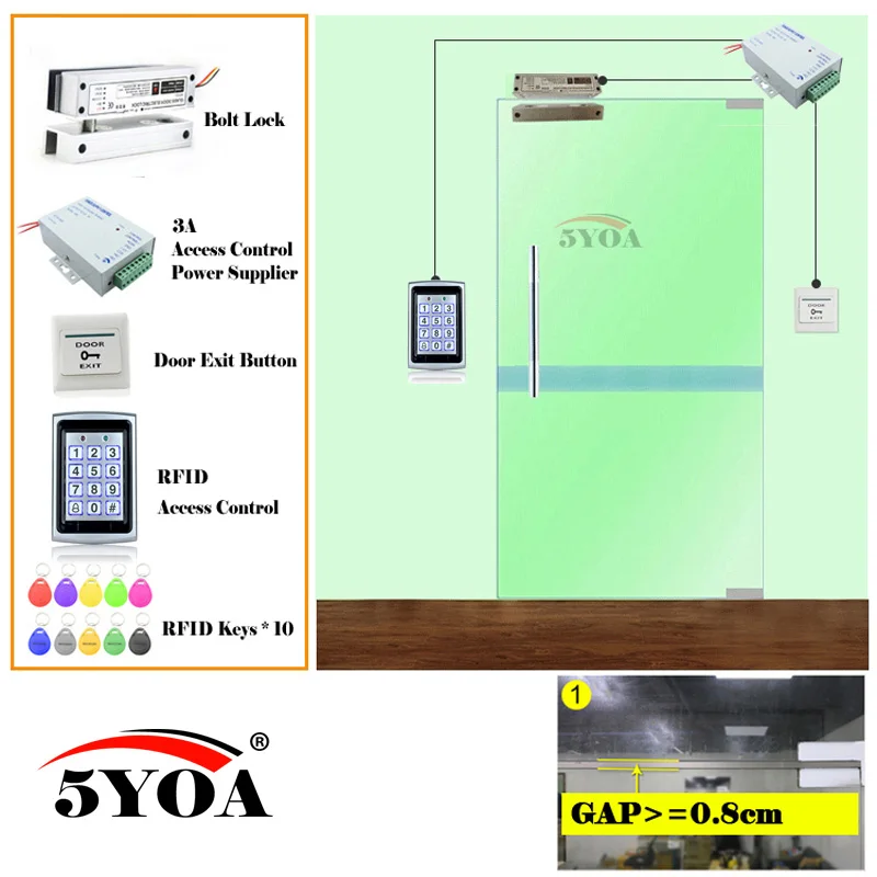 B02FLBolt Железная RFID система контроля доступа умный дверной замок Безопасный Комплект Электронный Открыватель ворот домашний гараж цифровой набор электро магнитный - Цвет: B02FLBolt